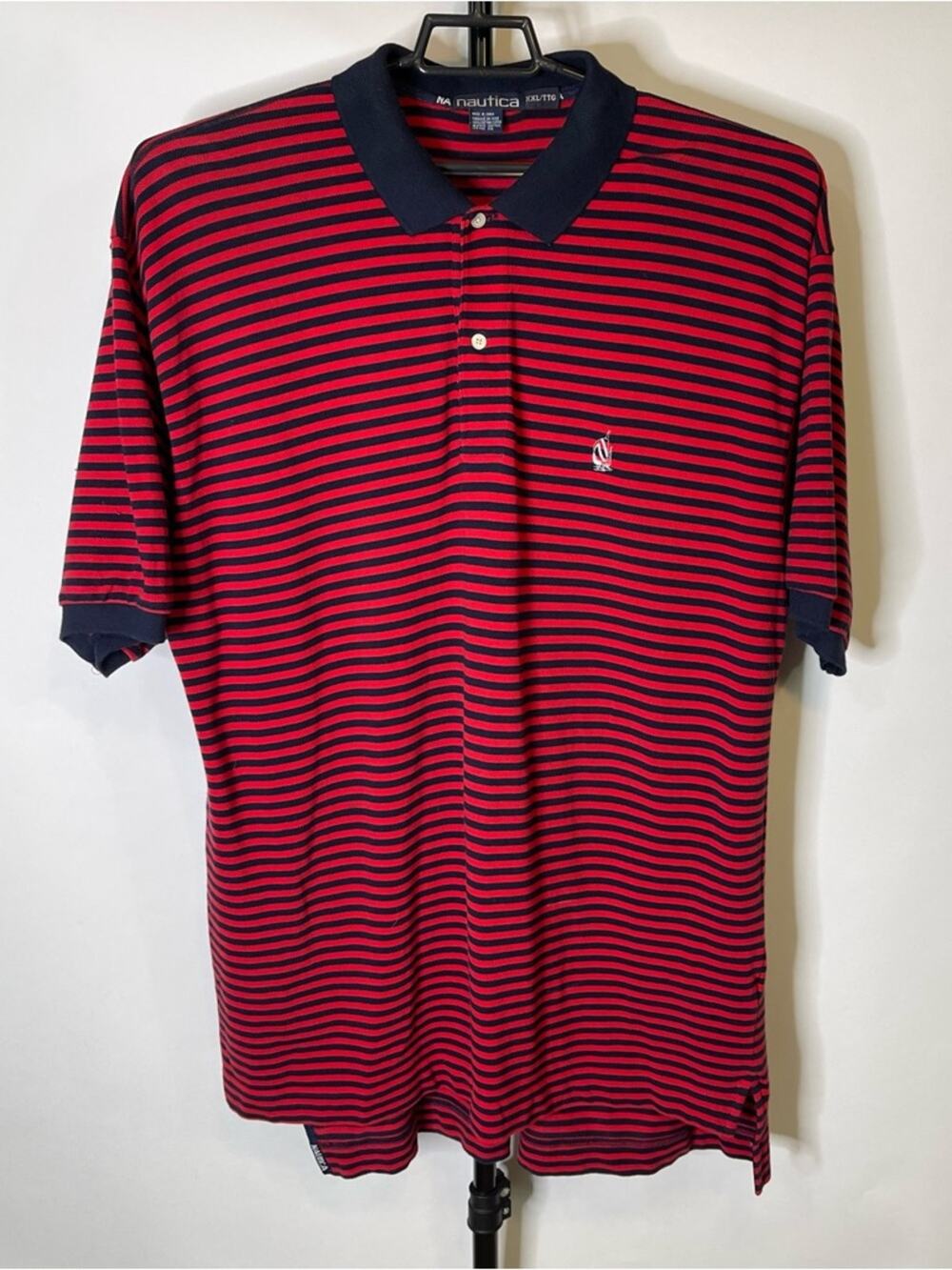 Nautica Blue Red Striped Polo Shirt Size XXL Men’s